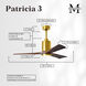 Atlas Patricia-3 52 inch Brushed Brass with Walnut Tone Blades Ceiling Fan