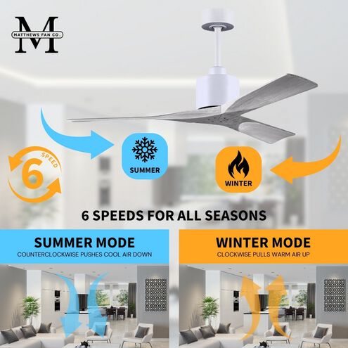 Atlas Nan 60 inch Matte White with Barn Wood tone Blades Ceiling Fan