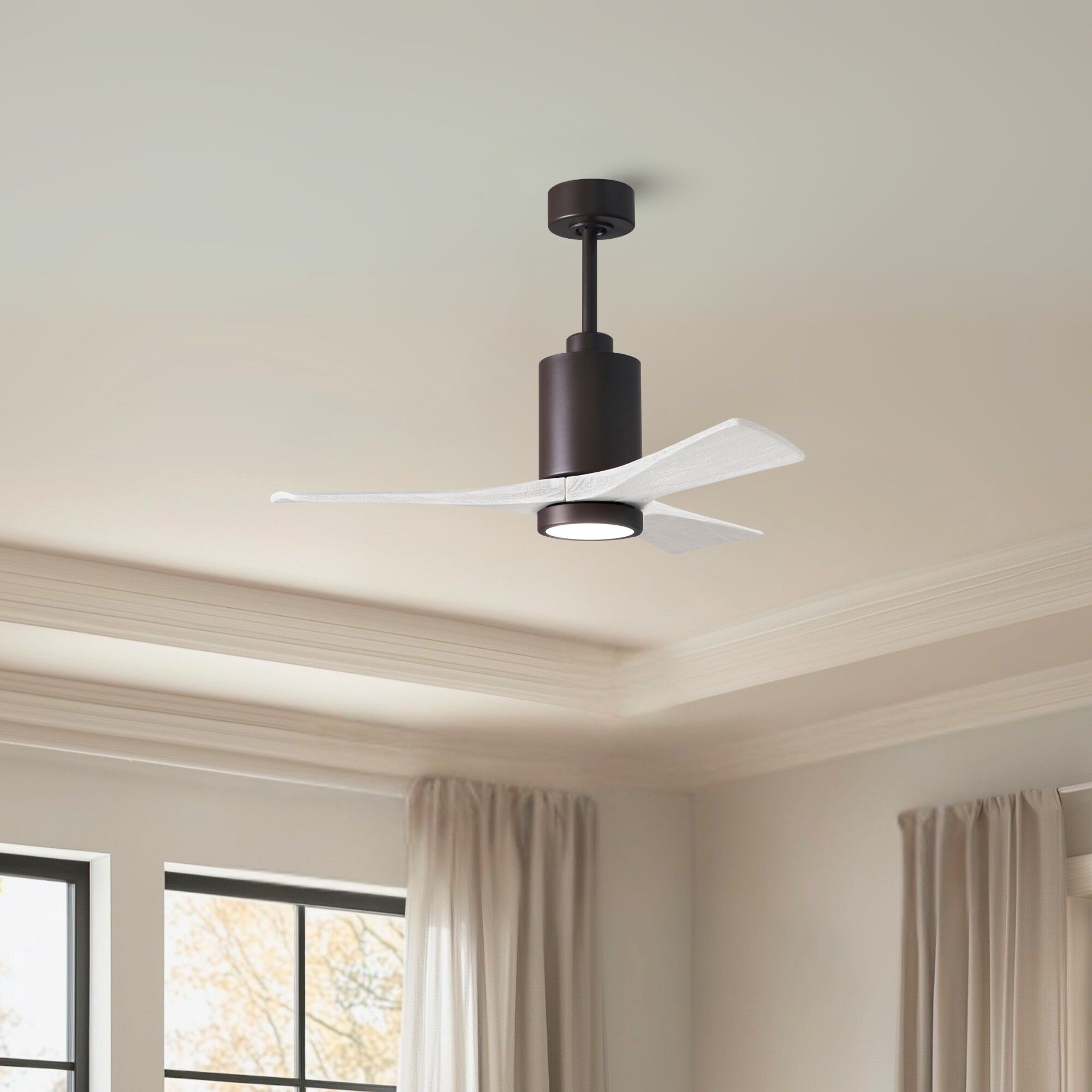 Atlas Patricia-3 42 inch Textured Bronze with Matte White Blades Ceiling Fan, Atlas