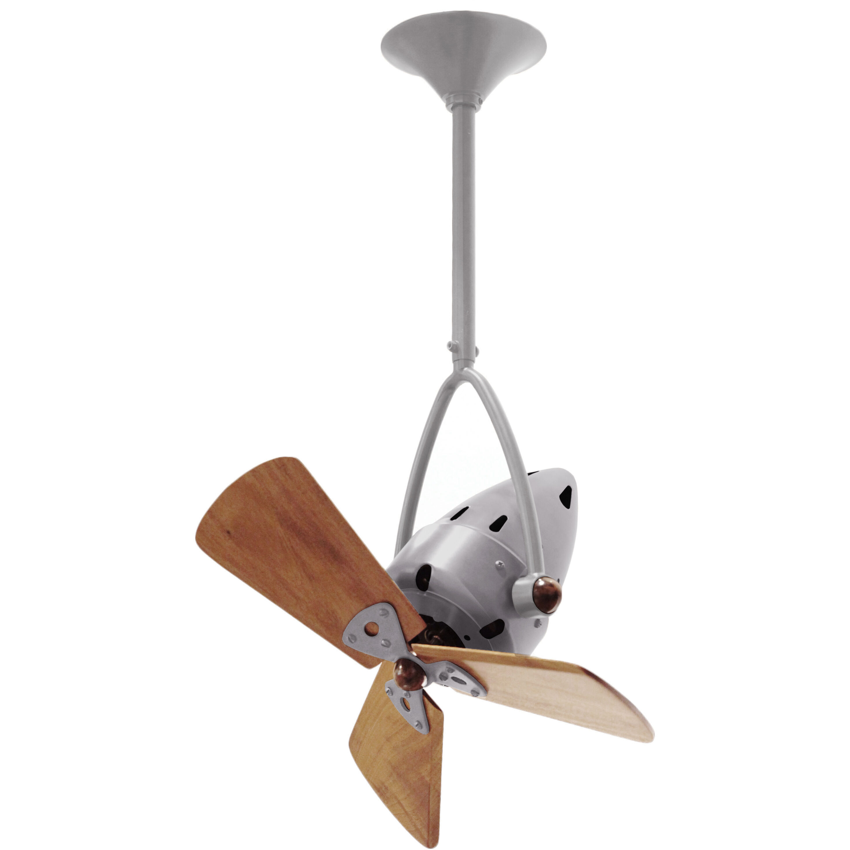 Matthews-Gerbar Jarold Direcional 16 inch Brushed Nickel with Solid Mahogany Wood Blades Directional Ceiling Fan, Matthews-Gerbar