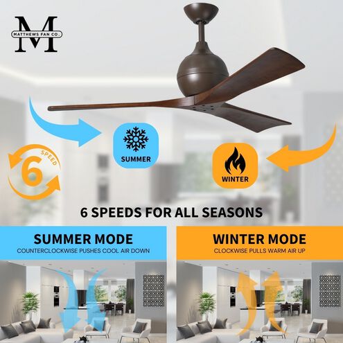 Atlas Irene-3 42 inch Textured Bronze with Walnut Tone Blades Ceiling Fan, Paddle Fan