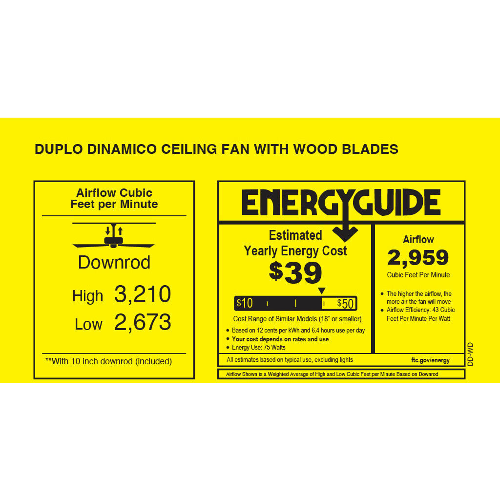 Matthews-Gerbar Duplo-Dinamico 16 inch Gloss White with Solid Mahogany Wood Blades Rotational Ceiling Fan, Matthews-Gerbar