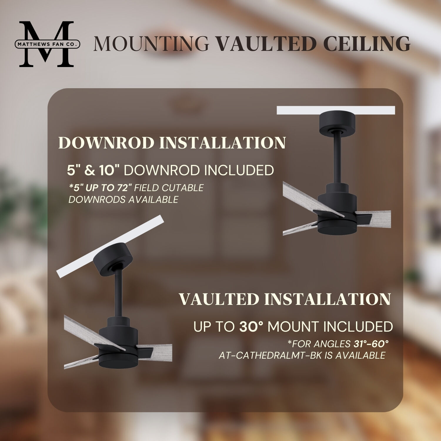 Atlas Alessandra 56 inch Matte Black with Barn Wood Tone Blades Ceiling Fan