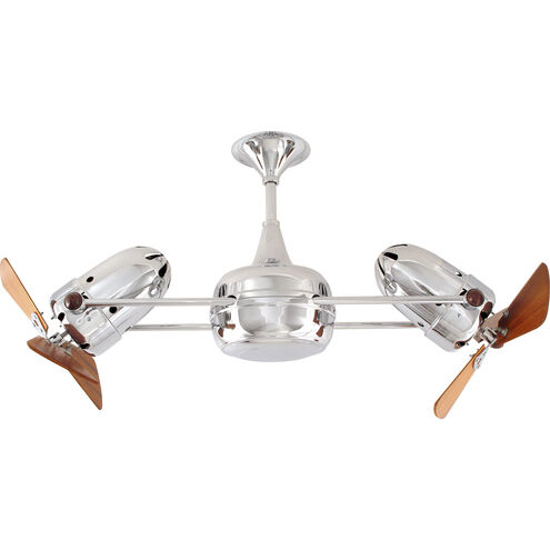 Matthews-Gerbar Duplo-Dinamico 36 inch Polished Chrome with Mahogany Blades Ceiling Fan, Matthews-Gerbar