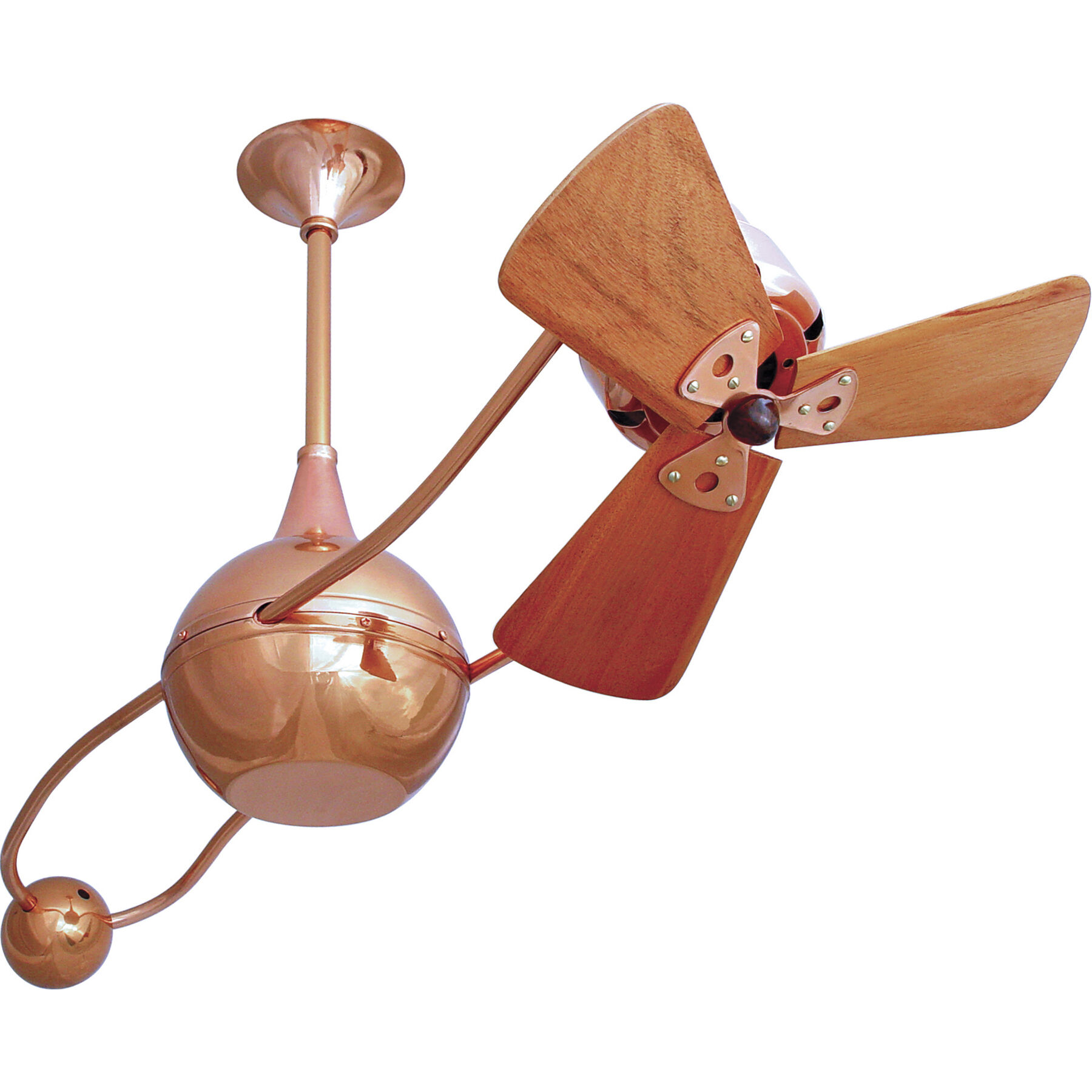 Matthews-Gerbar Brisa 2000 16 inch Polished Copper with Solid Mahogany Wood Blades Rotational Ceiling Fan, Matthews-Gerbar