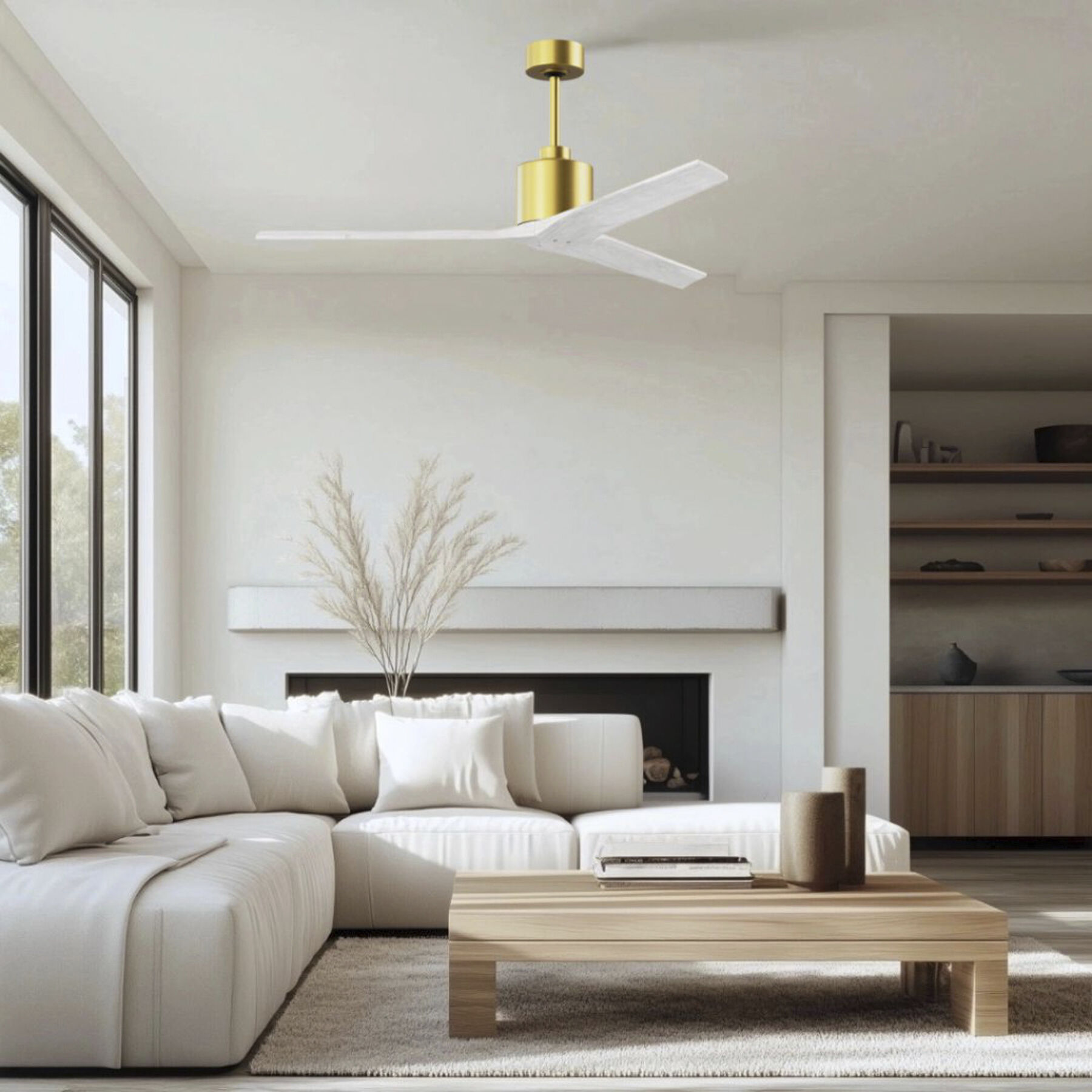 Atlas Mollywood 60 inch Brushed Brass with Matte White Blades Ceiling Fan