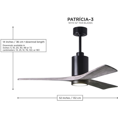 Atlas Patricia-3 52 inch Matte Black with Walnut Tone Blades Ceiling Fan, Atlas