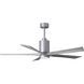 Atlas Patricia-5 60 inch Brushed Nickel with Barn Wood Tone Blades Ceiling Fan, Atlas