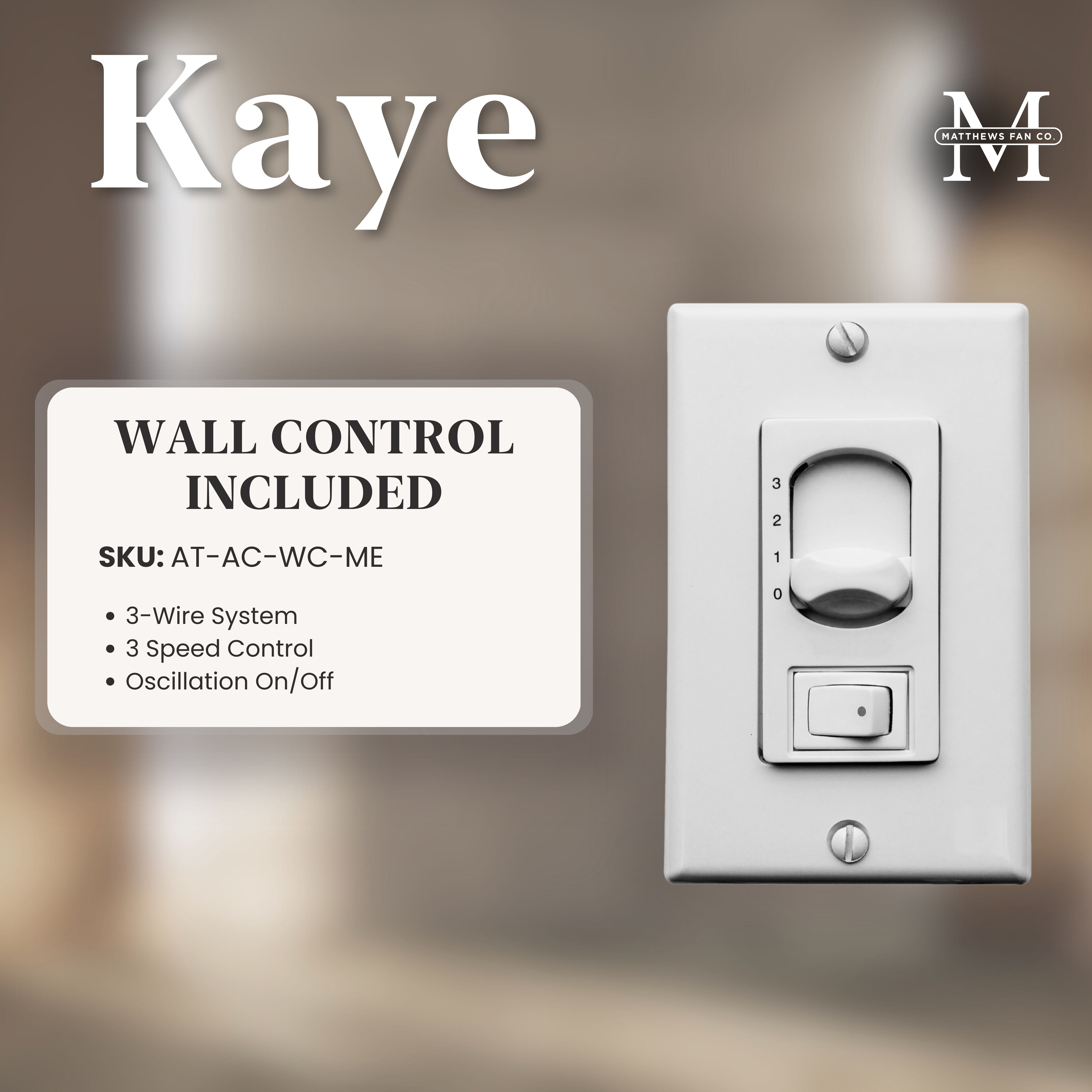 Atlas Kaye 17.5 inch Gloss White Oscillating Wall Fan