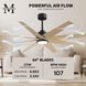 Atlas Ariella-LK 64 inch Matte Black with Light Maple Tone Blades Ceiling Fan