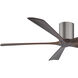 Atlas Irene-5H 60 inch Brushed Pewter with Walnut Blades Ceiling Fan, Flush Mounted