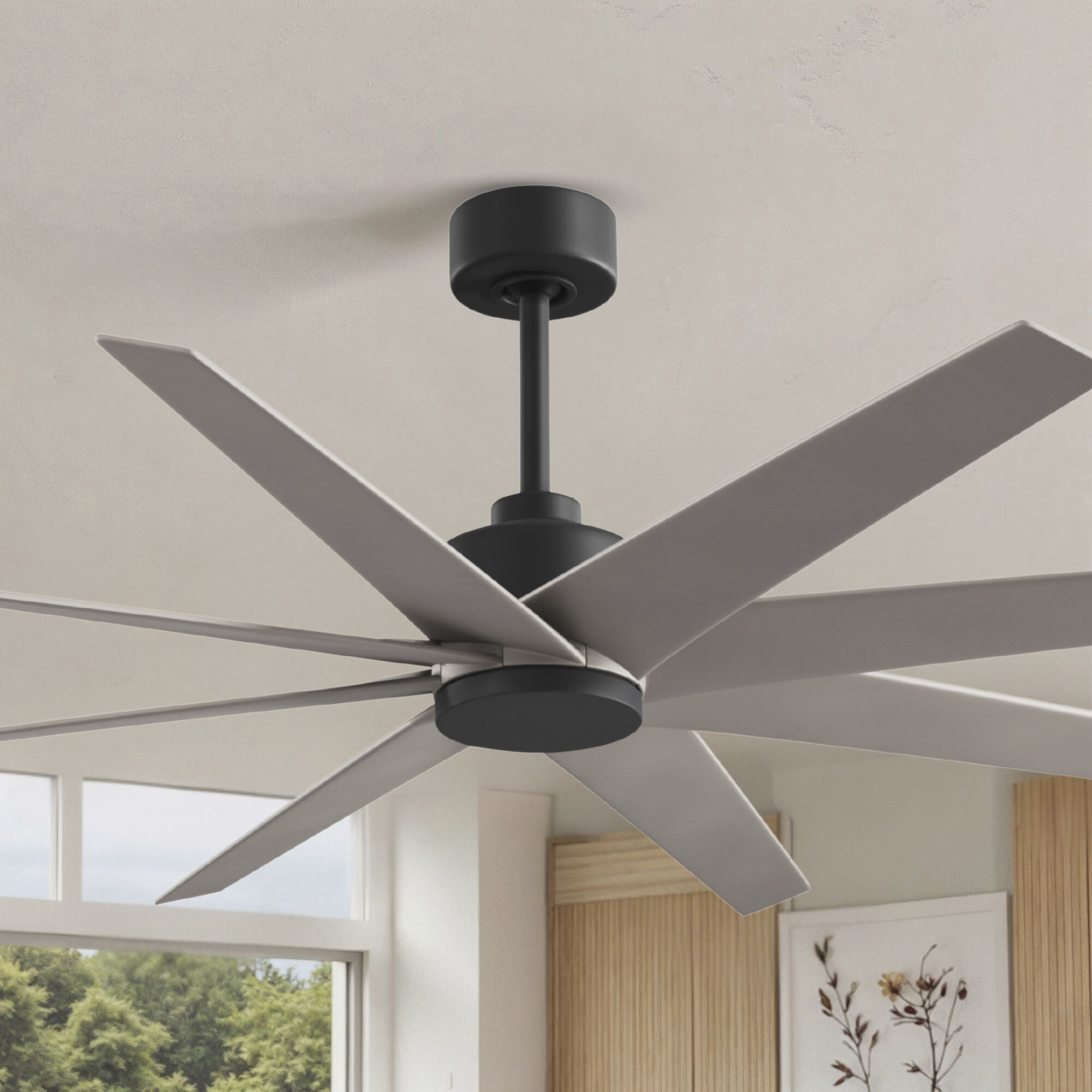 Atlas Ariella 64 inch Matte Black with Brushed Nickel Blades Ceiling Fan