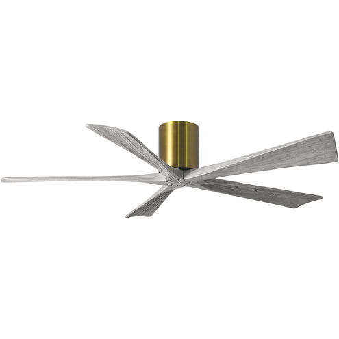 Atlas Irene-5H 60 inch Brushed Brass with Barnwood Tone Blades Ceiling Mount Paddle Fan in Barn Wood, Flush Mounted