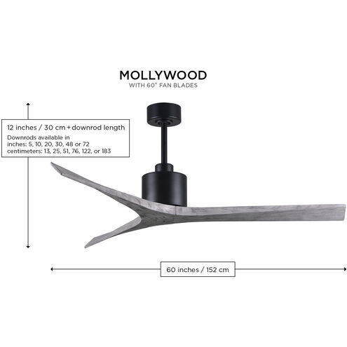 Atlas Mollywood 60 inch Textured Bronze with Matte White Blades Ceiling Fan, Atlas