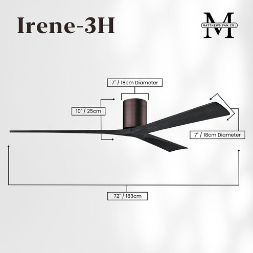 Atlas Irene-3H 72 inch Brushed Bronze with Matte Black Blades Ceiling Fan