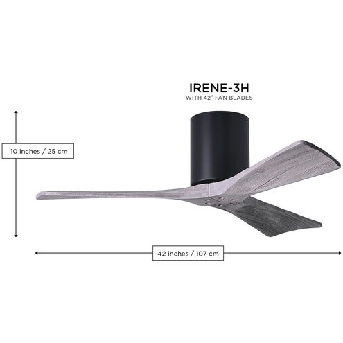 Atlas Irene-3HLK 42 inch Matte Black Ceiling Fan, Flush Mounted