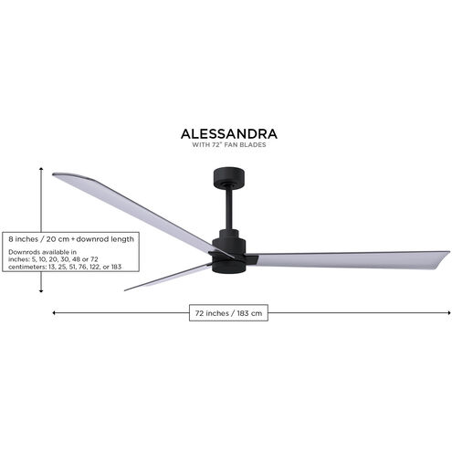 Atlas Alessandra 72 inch Matte Black Indoor/Outdoor Ceiling Fan