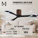 Atlas Irene-3H 52 inch Walnut with Matte Black Blades Ceiling Mount Paddle Fan, Flush Mounted