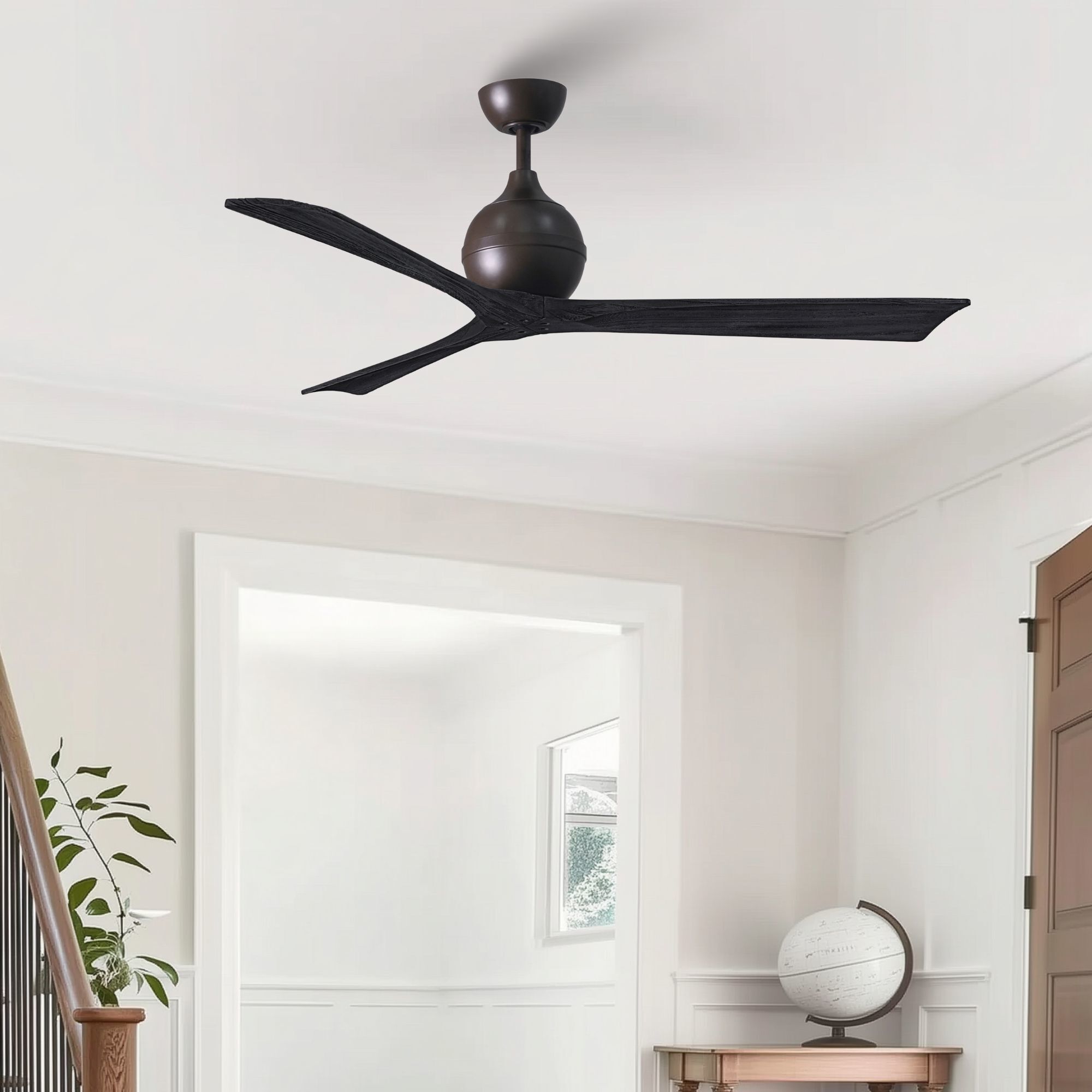 Atlas Irene-3 60 inch Textured Bronze with Matte Black Blades Paddle Fan, Atlas
