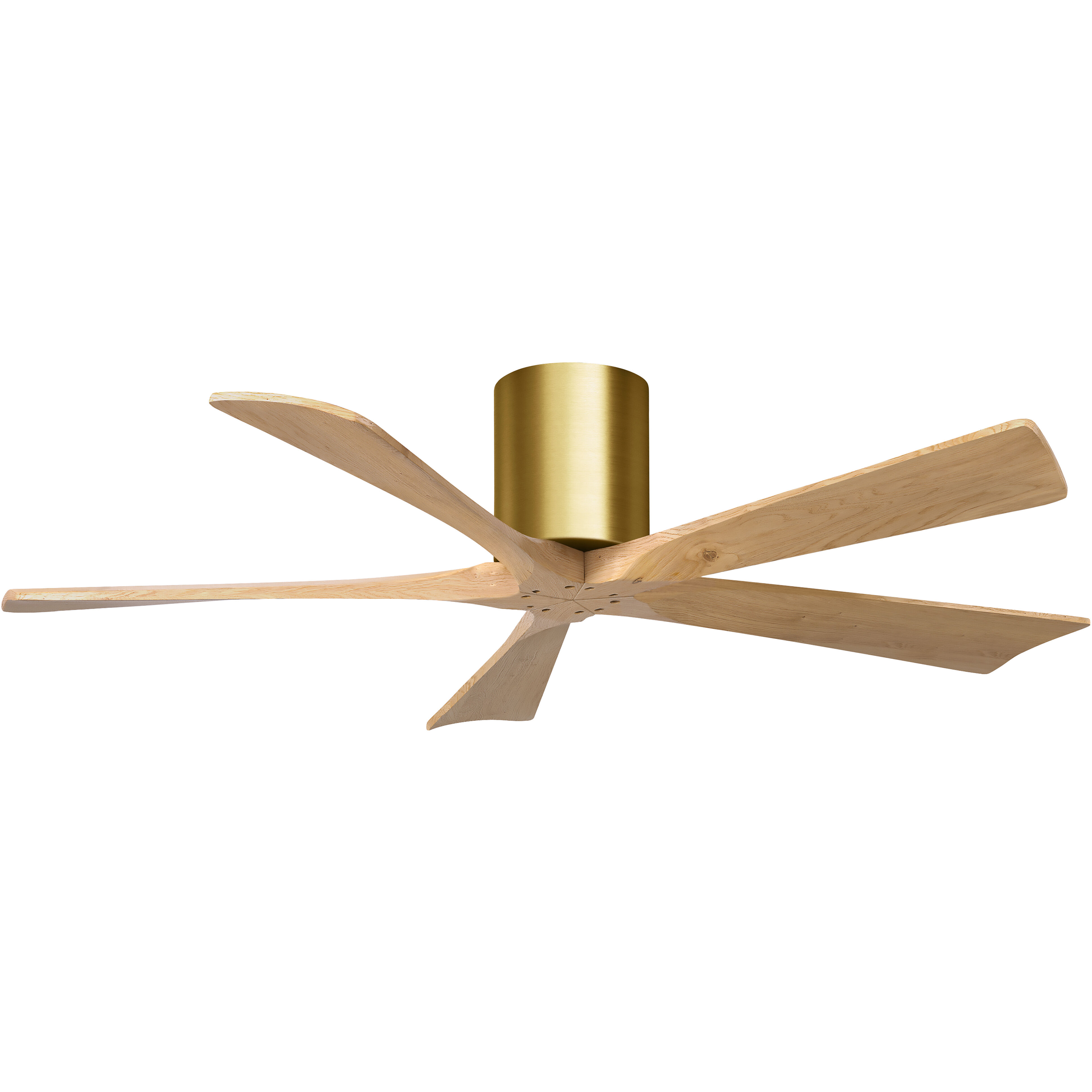 Atlas Irene-5H 52 inch Brushed Brass with Light Maple Tone Blades Flush Mount Paddle Fan