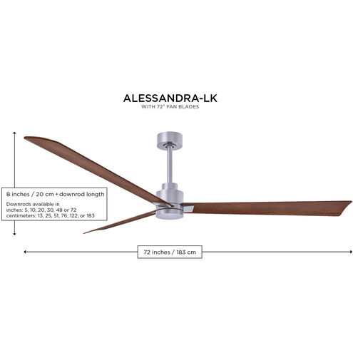 Atlas Alessandra-LK 72 inch Brushed Brass with Walnut Blades Indoor/Outdoor Ceiling Fan