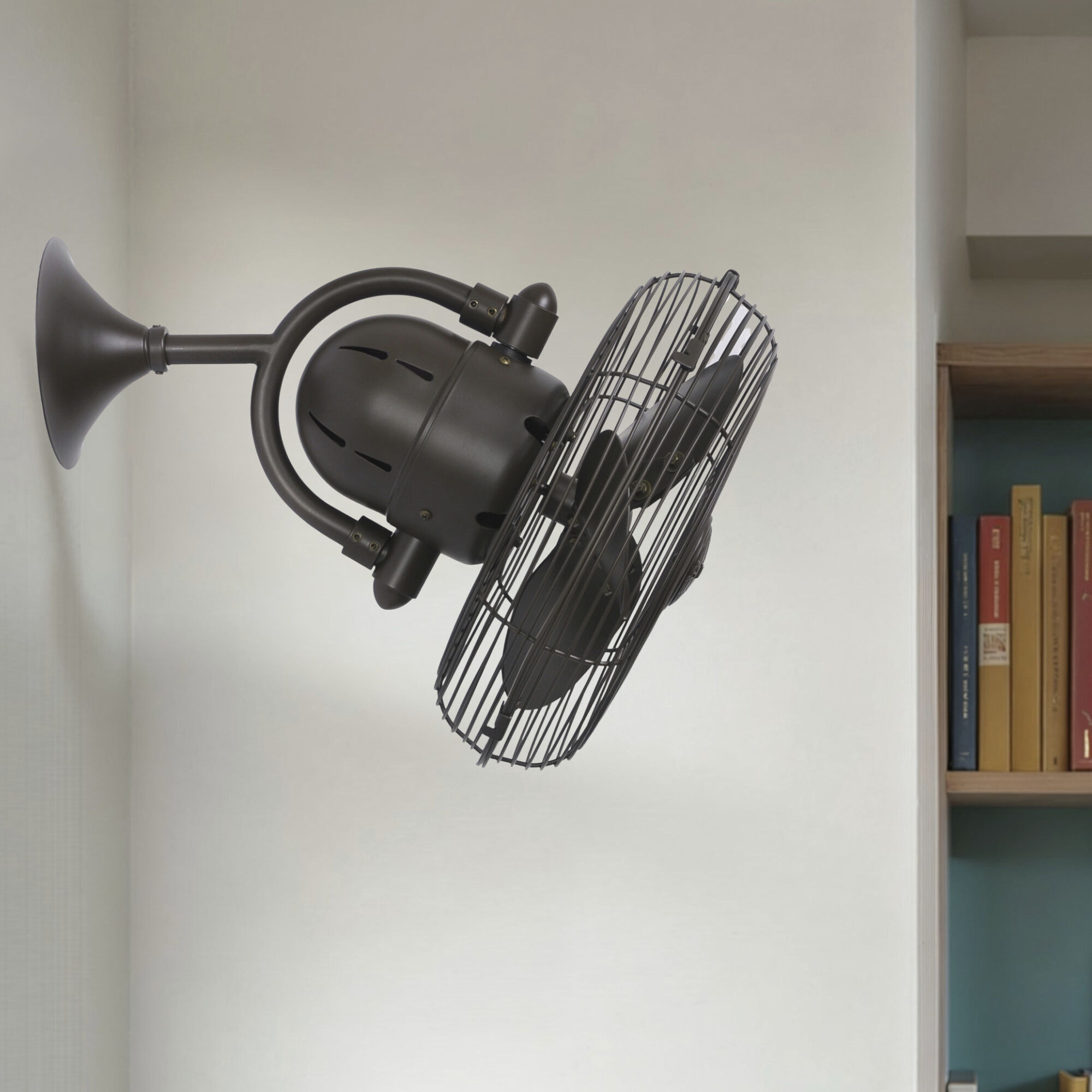 Atlas Kaye 17.5 inch Textured Bronze Oscillating Wall Fan, Atlas