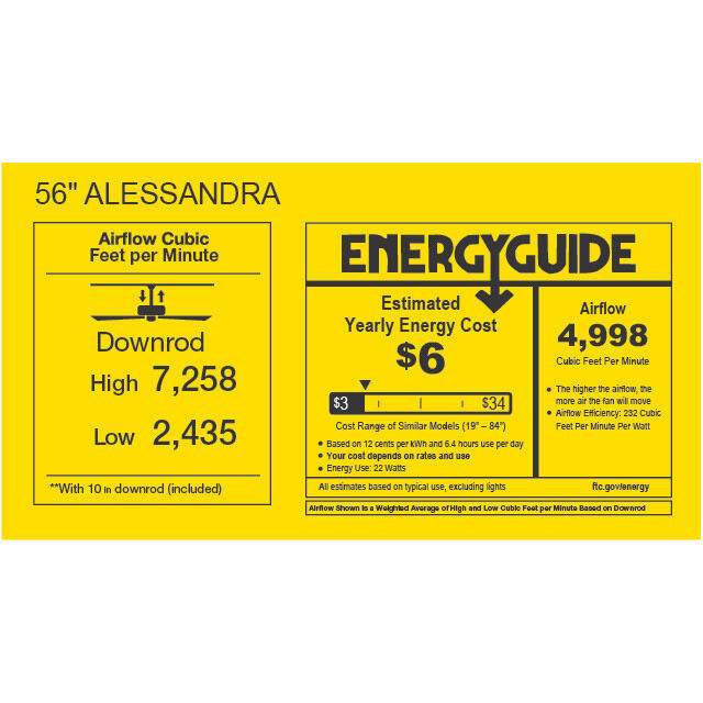 Atlas Alessandra - LK 56 inch Matte Black Ceiling Fan