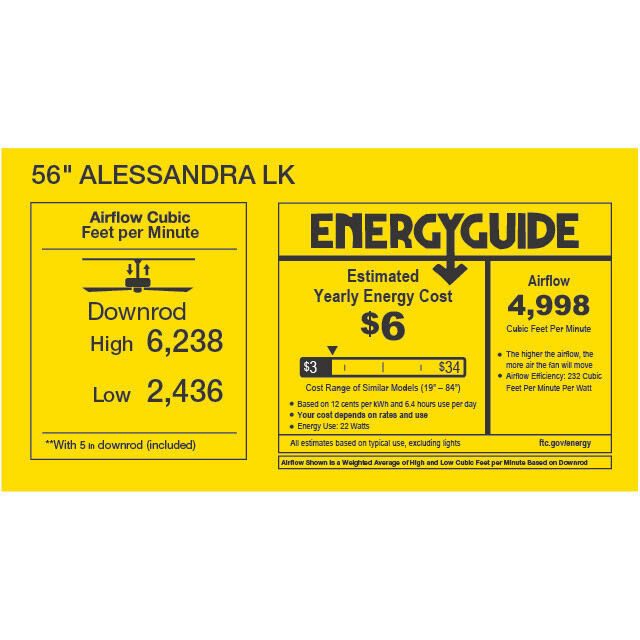 Atlas Alessandra - LK 56 inch Matte Black Ceiling Fan