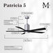 Atlas Patricia-5 60 inch Brushed Nickel with Matte Black Blades Ceiling Fan