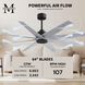 Atlas Ariella 64 inch Matte Black with Barn Wood Tone Blades Ceiling Fan