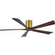 Atlas Irene-5H 60 inch Brushed Brass with Walnut Tone Blades Flush Mount Paddle Fan, Flush Mounted