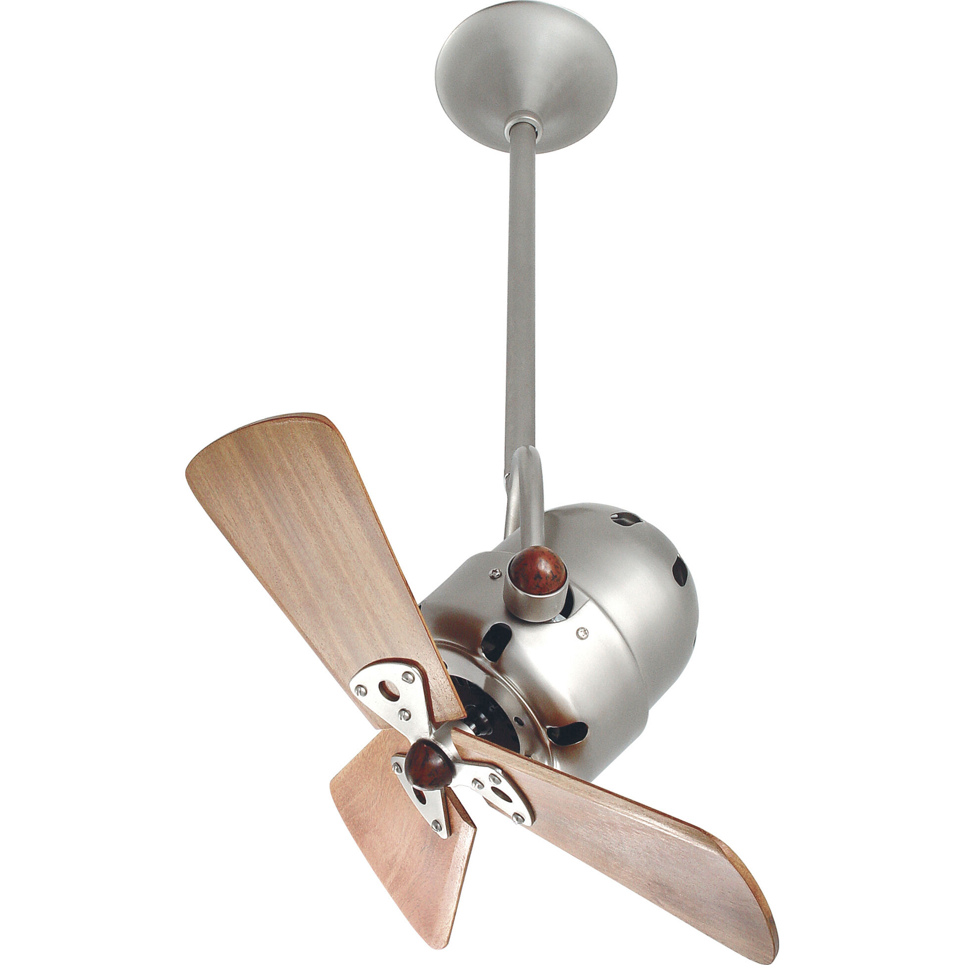 Matthews-Gerbar Bianca Direcional 16 inch Brushed Nickel with Solid Mahogany Wood Blades Directional Ceiling Fan, Matthews-Gerbar