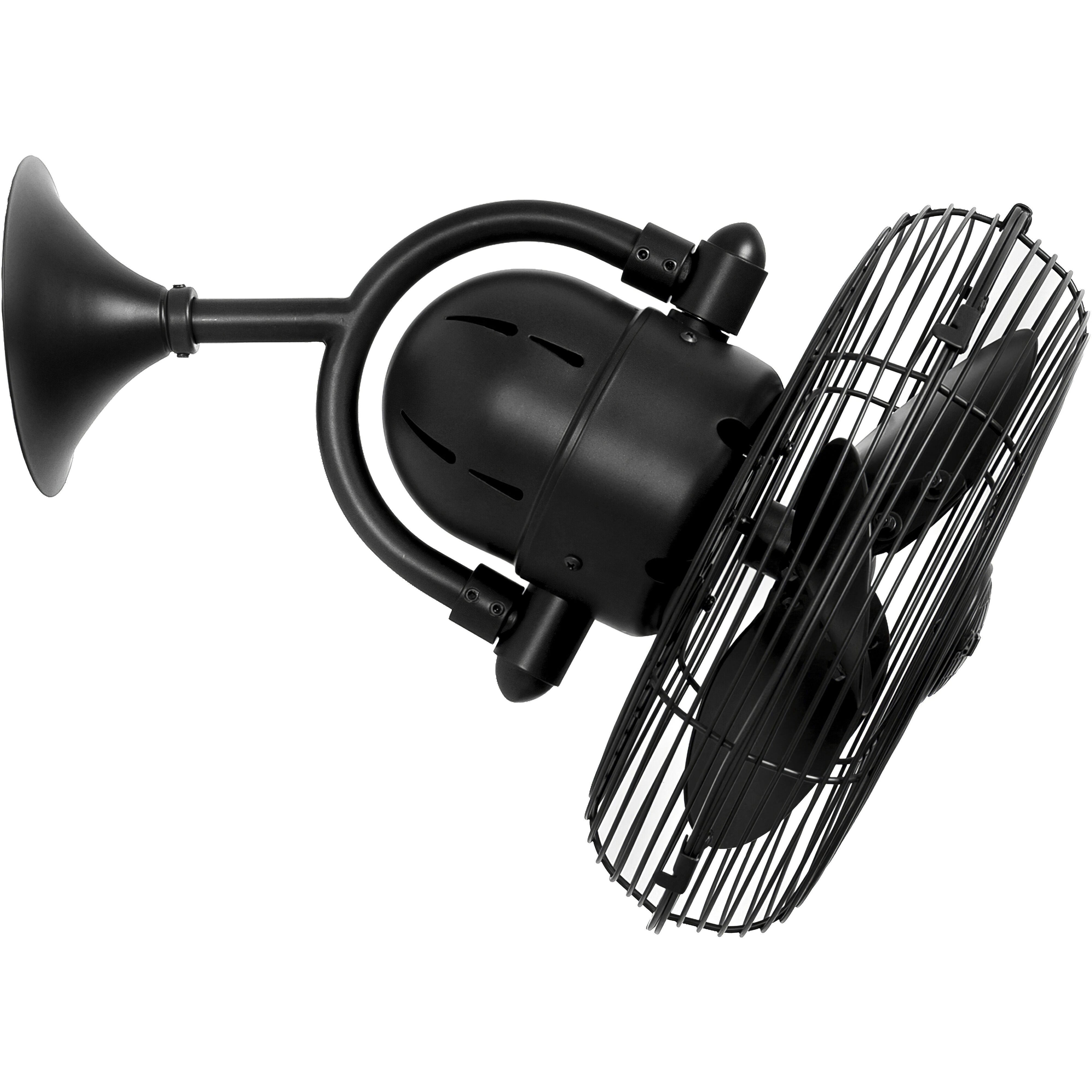 Atlas Kaye 17.5 inch Matte Black Oscillating Wall Fan, Atlas