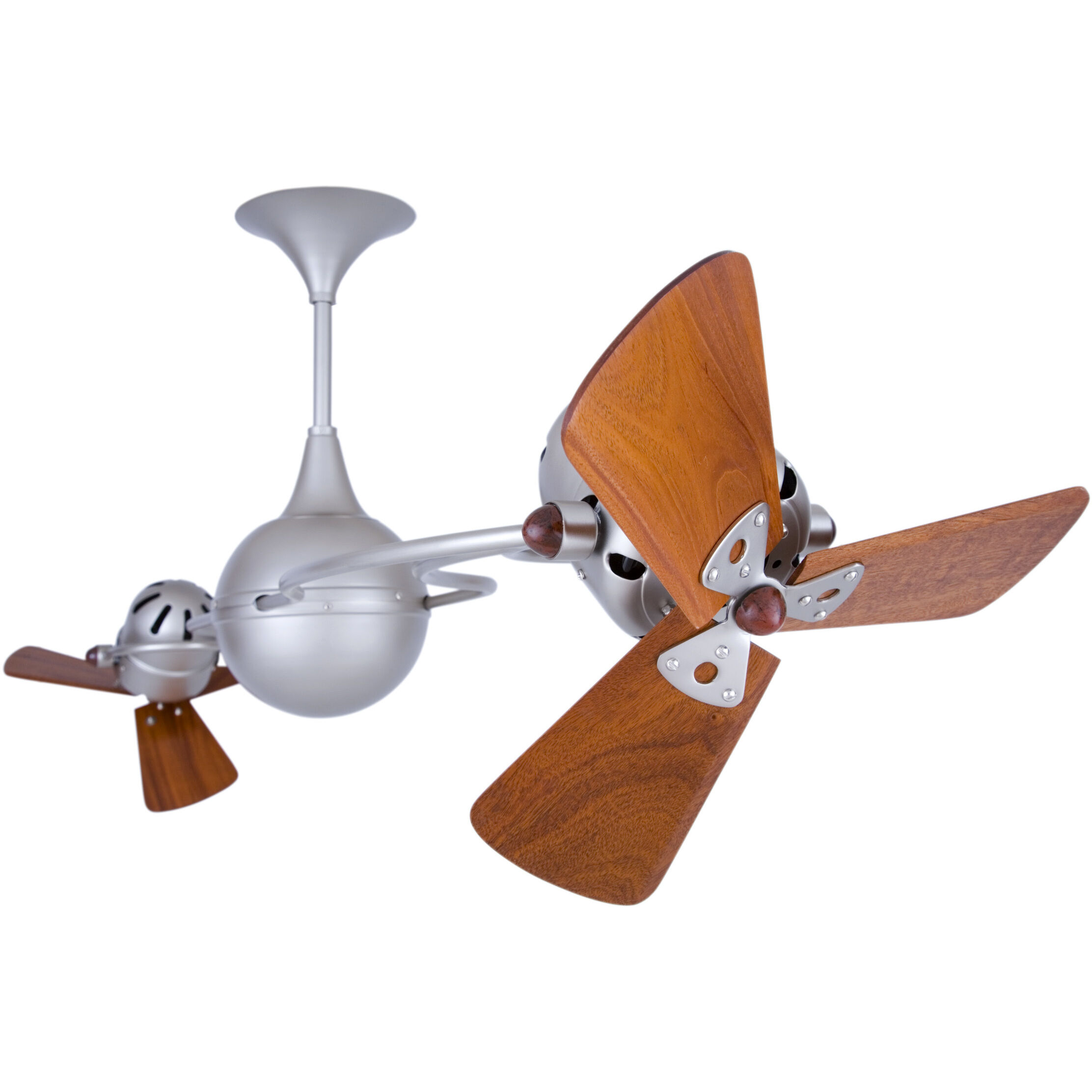 Matthews-Gerbar Italo Ventania 16 inch Brushed Nickel with Solid Mahogany Wood Blades Rotational Ceiling Fan, Matthews-Gerbar