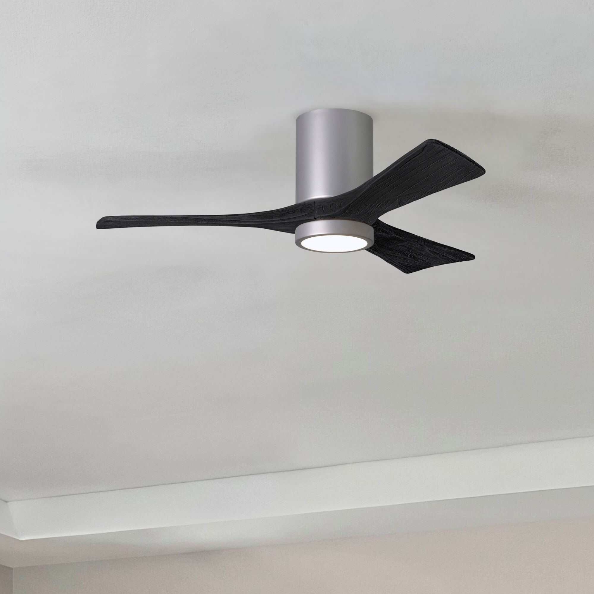 Atlas Irene-3HLK 42 inch Brushed Nickel with Matte Black Blades Flush Mount Paddle Fan, Flush Mounted
