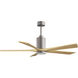 Atlas Patricia-5 60 inch Brushed Nickel with Light Maple Tone Blades Ceiling Fan