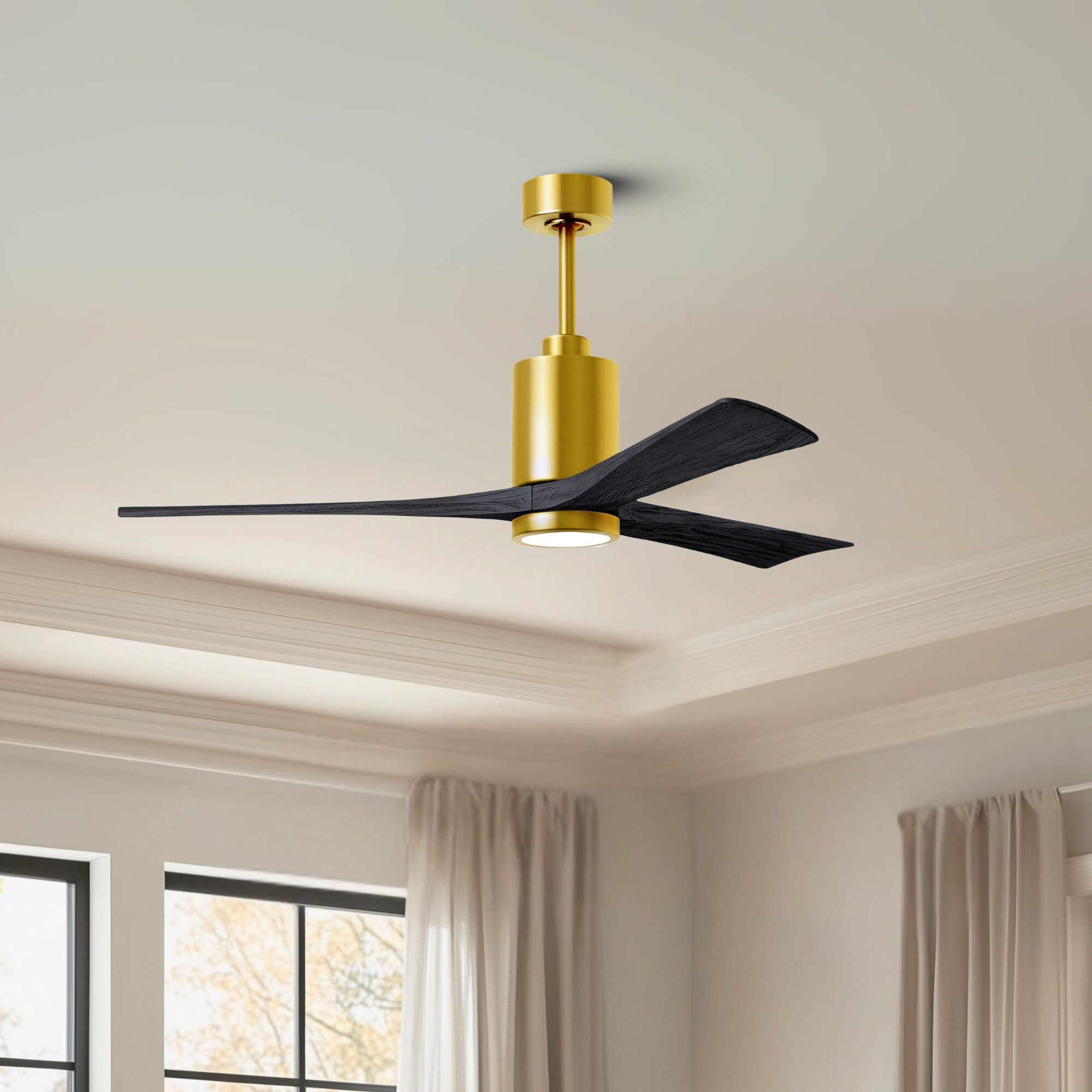 Atlas Patricia-3 60 inch Brushed Brass with Matte Black Blades Ceiling Fan