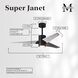 Atlas Super Janet 52 inch Matte Black with Barn Wood Tone Blades Ceiling Fan, Paddle Fan