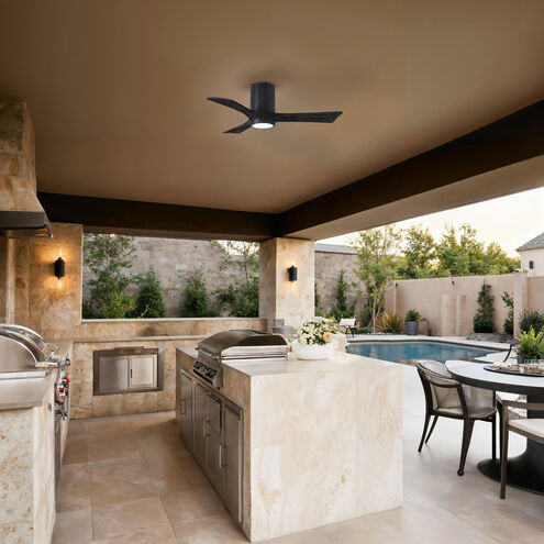 Atlas Irene-3HLK 42 inch Matte Black Ceiling Fan, Flush Mounted
