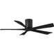 Atlas Irene-5H 52 inch Matte Black Ceiling Fan, Flush Mounted