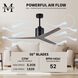 Atlas Eliza 56 inch Matte Black with Gray Ash Blades Ceiling Fan, Paddle Fan