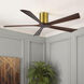 Atlas Irene-5H 60 inch Brushed Brass with Walnut Tone Blades Flush Mount Paddle Fan, Flush Mounted