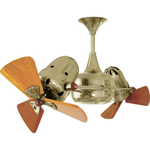 Matthews-Gerbar Duplo-Dinamico 36 inch Polished Brass with Mahogany Blades Ceiling Fan, Matthews-Gerbar