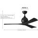 Atlas Irene-3 52 inch Matte Black with Walnut Tone Blades Ceiling Fan, Paddle Fan