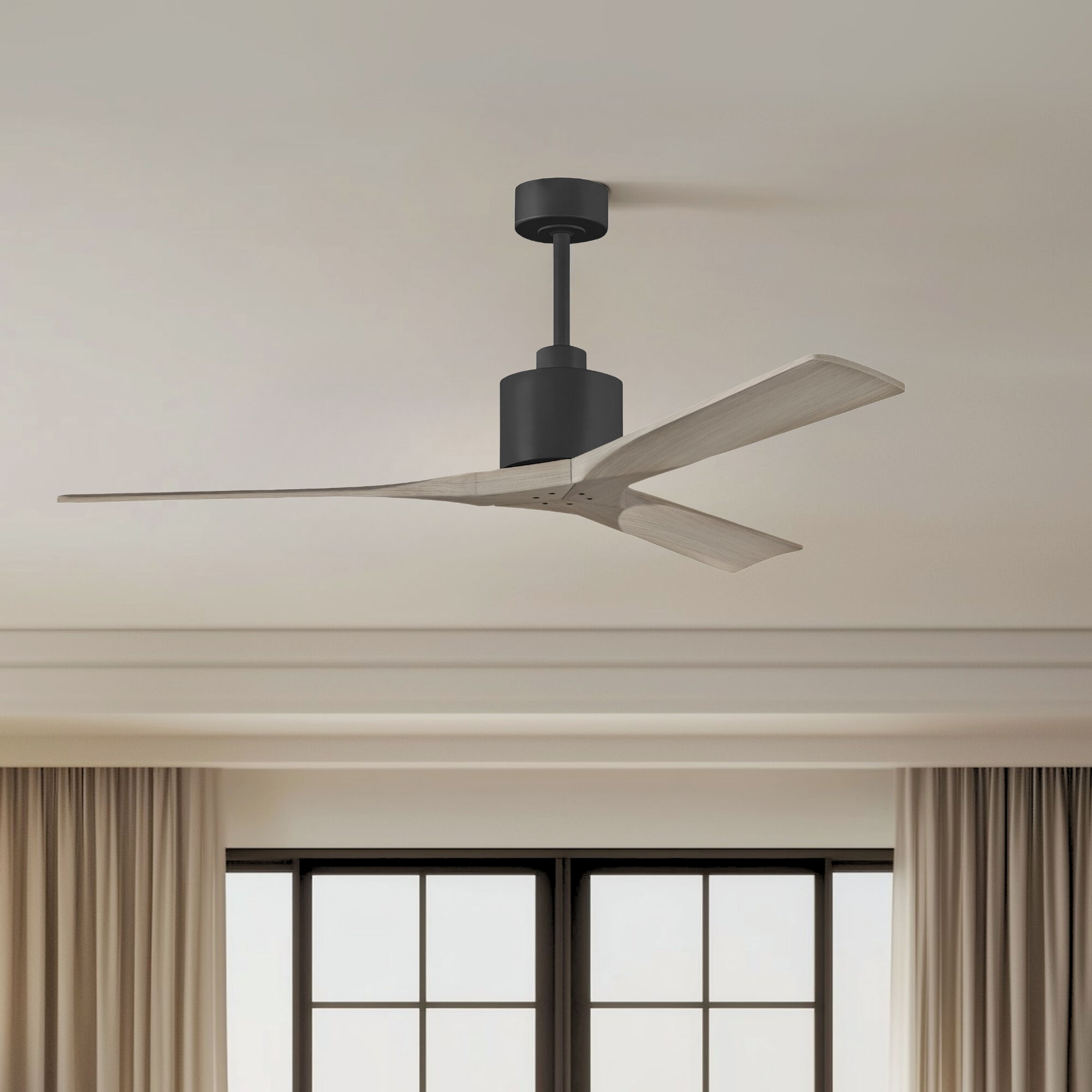 Atlas Nan 60 inch Matte Black with Gray Ash Tone Blades Ceiling Fan