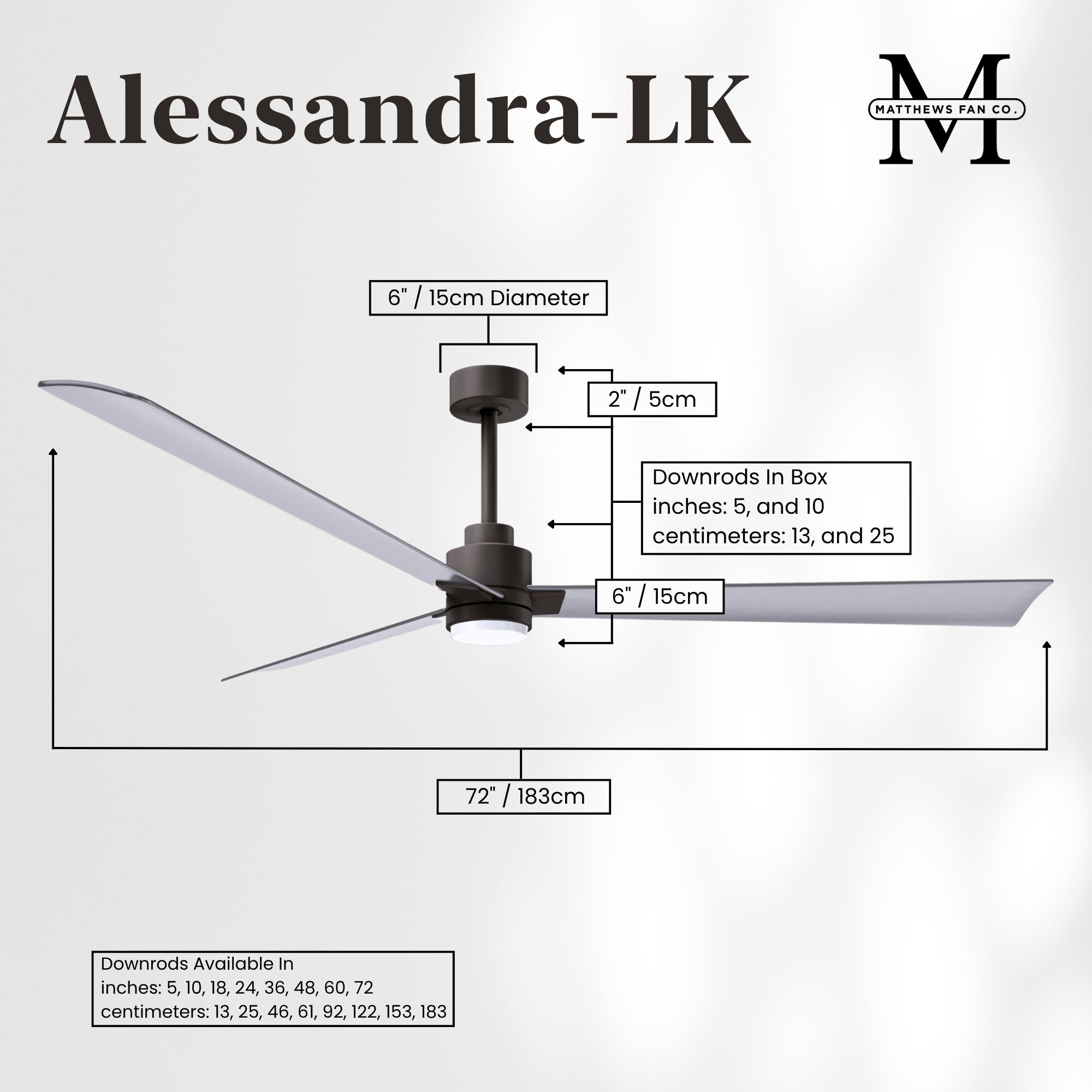Atlas Alessandra - LK 72 inch Textured Bronze with Brushed Nickel Blades Ceiling Fan
