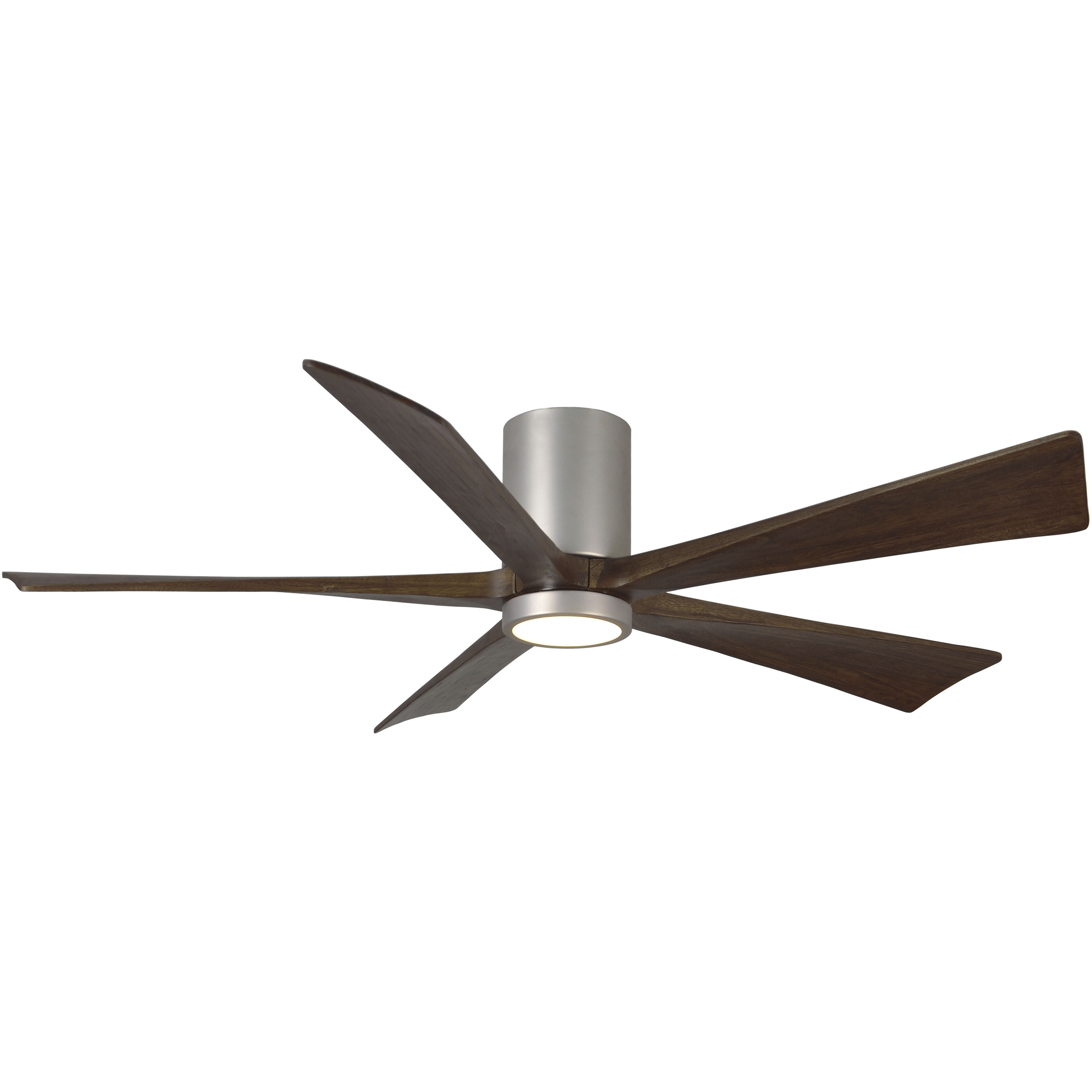 Atlas Irene-5HLK 60 inch Brushed Nickel with Walnut Tone Blades Flush Mount Paddle Fan, Flush Mounted
