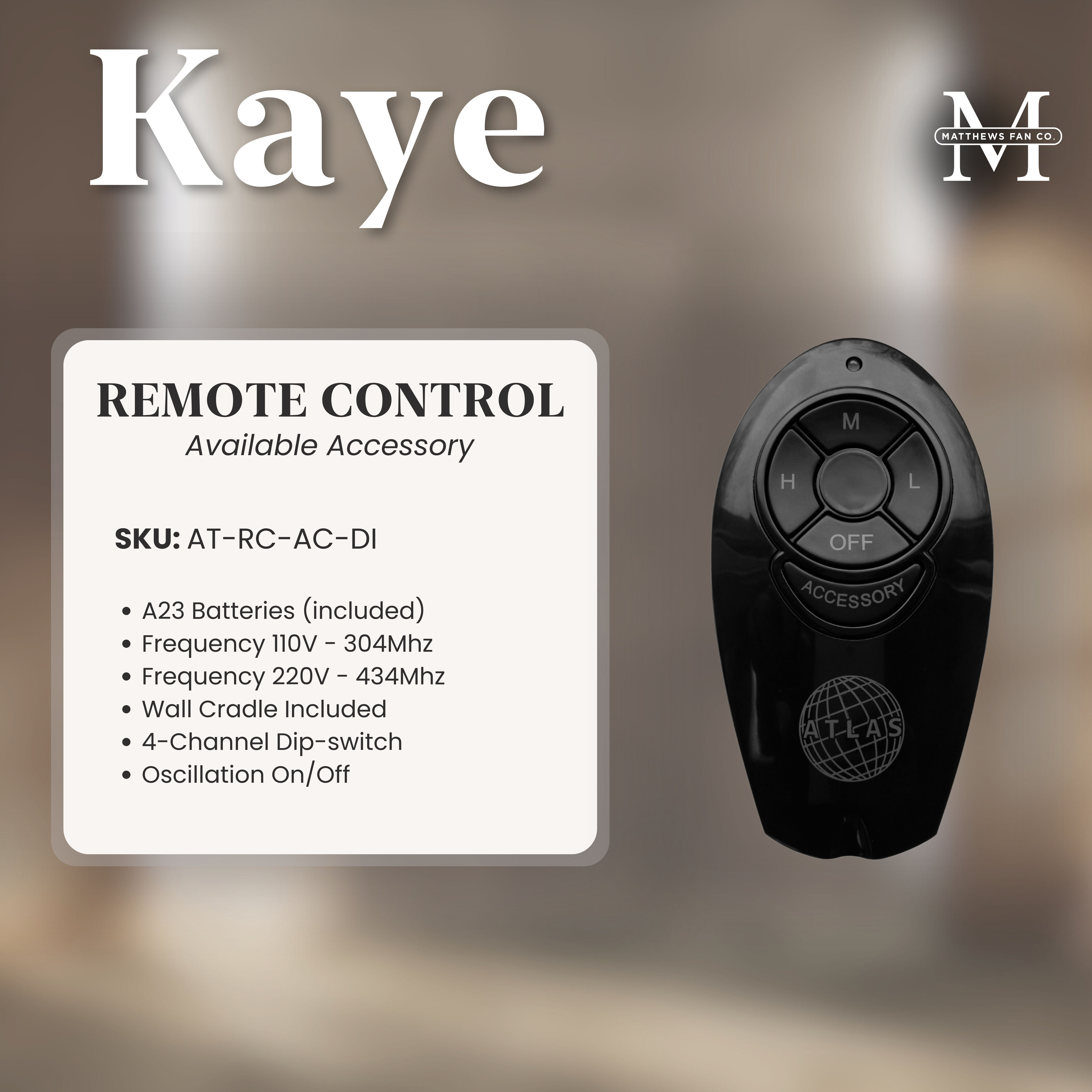Atlas Kaye 17.5 inch Brushed Nickel Oscillating Wall Fan, Atlas