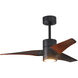 Atlas Super Janet 42 inch Matte Black with Walnut Tone Blades Ceiling Fan, Paddle Fan