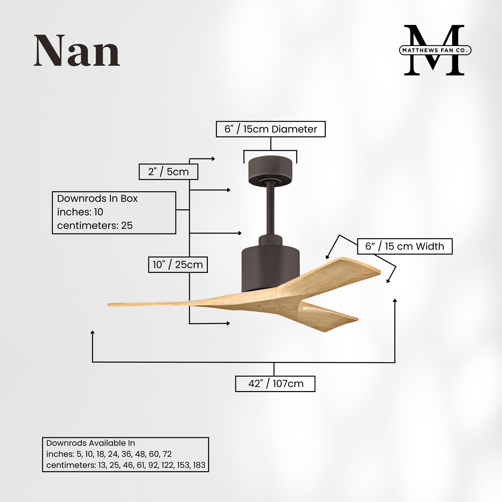 Atlas Nan 42 inch Textured Bronze with Light Maple Tone Blades Ceiling Fan